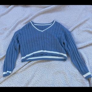 Womens cropped cable knit sweater